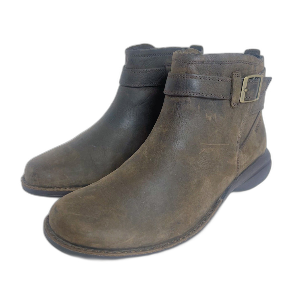 SOLD Merrell Andover Bluffs Waterproof Brown Leather Booties Ankle Boots - Picture 3 of 11